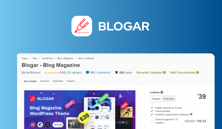 Blogar - модный шаблон для блога WordPress