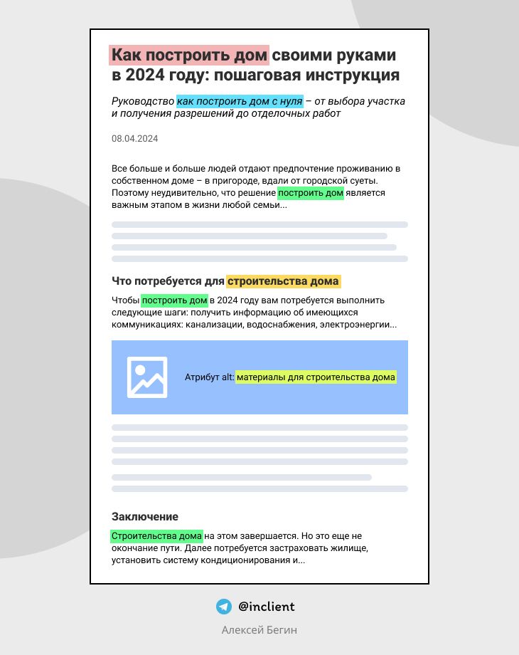 SEO оптимизация статьи пример