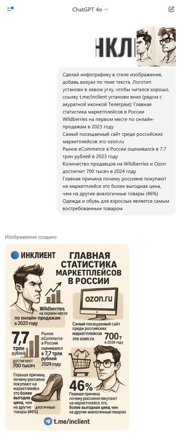 Генерация инфографики в ChatGPT со своим лого и ссылкой