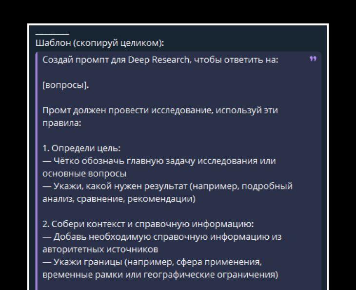 Шаблон для создания промта Deep Research для создания статьи Шаблон для генерации промта Deep Research для создания статьи