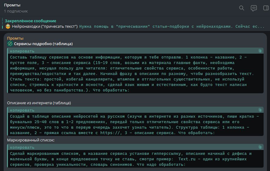 Промты для контент маркетинга в проектах Алексея Бегина