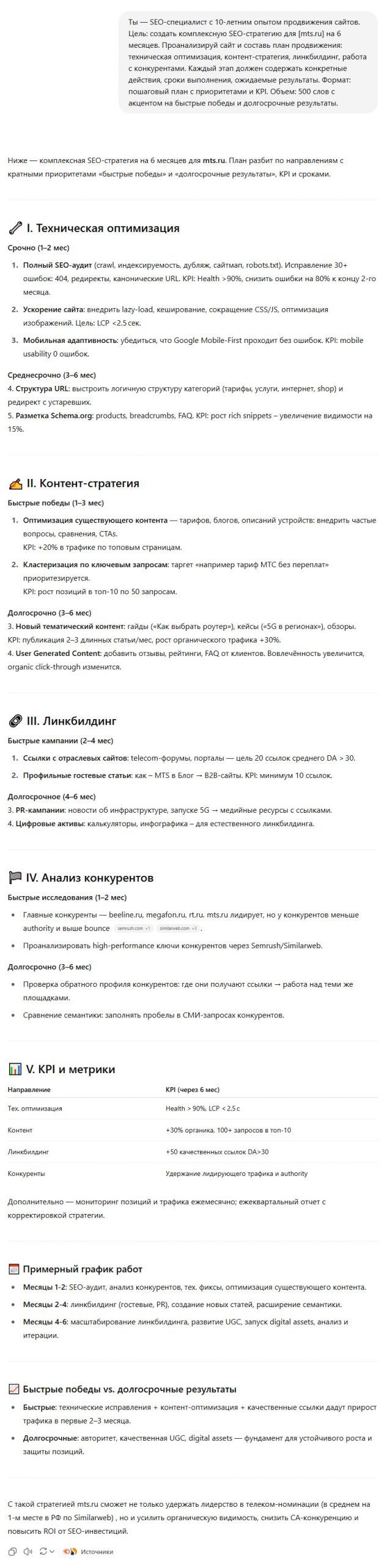 Пример работы промта для продвижения сайта 20 Пример работы промта для продвижения сайта 20