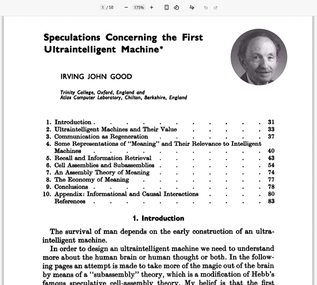 Рассуждения о первой сверхразумной машине, Ирвинг Гуд