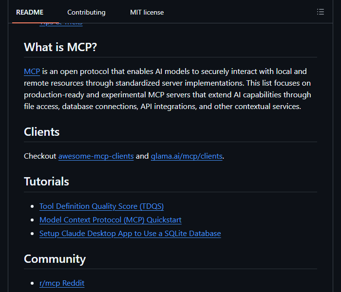 Awesome MCP Servers - каталог готовых MCP-серверов для ИИ-агентов