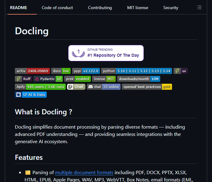 Docling - превращает документы в структурированный формат для LLM и RAG