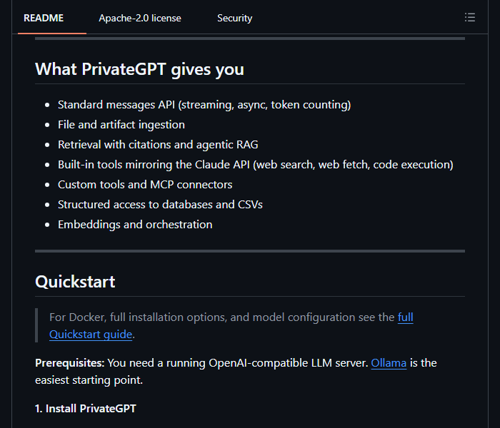PrivateGPT - платформа для приватных ИИ-приложений на локальных моделях