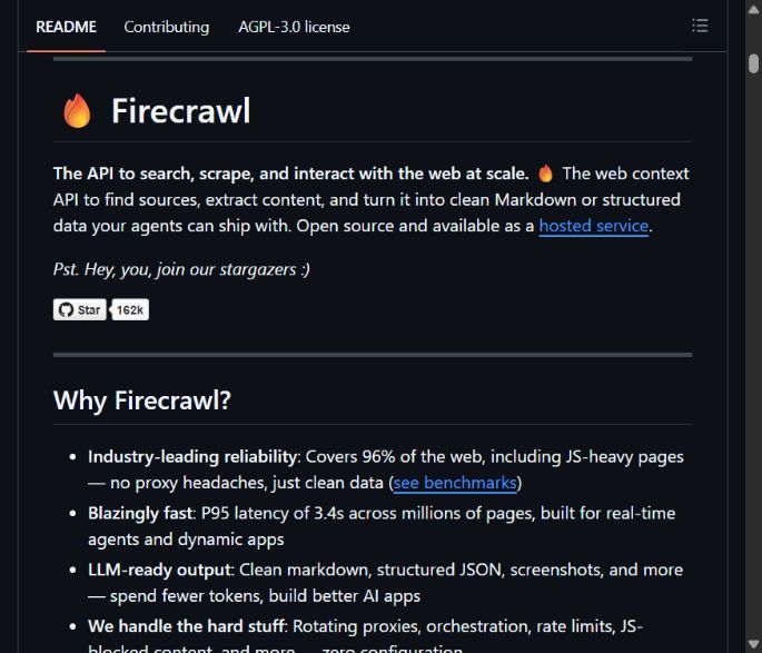 Firecrawl - собирает данные с сайтов и превращает их в формат для ИИ