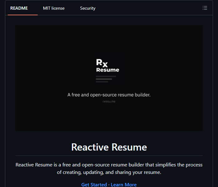 Reactive Resume - бесплатный конструктор резюме с открытым кодом