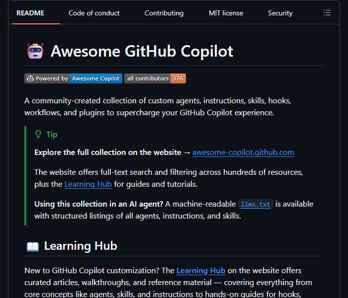 Awesome Copilot - готовые инструкции, агенты и скиллы для GitHub Copilot