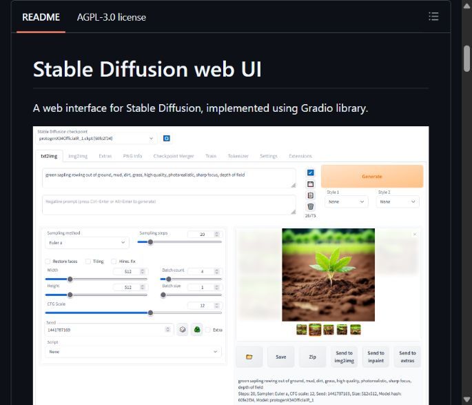 Stable Diffusion WebUI - веб-интерфейс для локальной генерации изображений