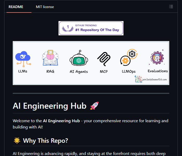 AI Engineering Hub - практические руководства по LLM, RAG и ИИ-агентам