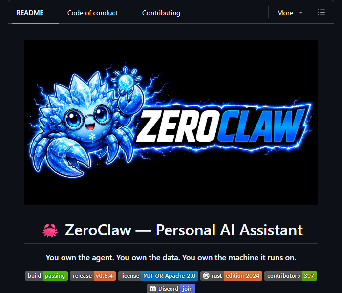 ZeroClaw - легкая инфраструктура для персонального ИИ-ассистента