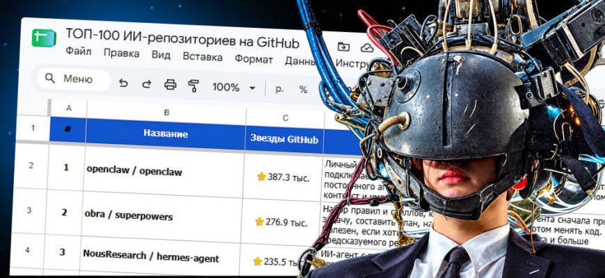 Сайт ТОП 100 ИИ репозиториев на GitHub
