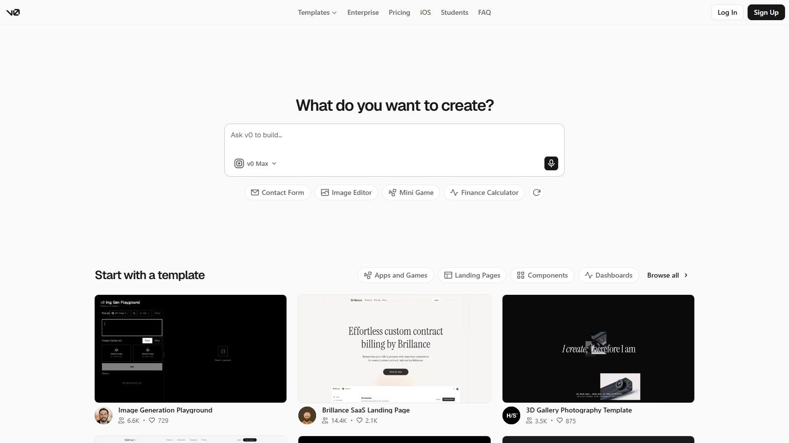 v0 — ИИ-сервис для создания интерфейса сайта
