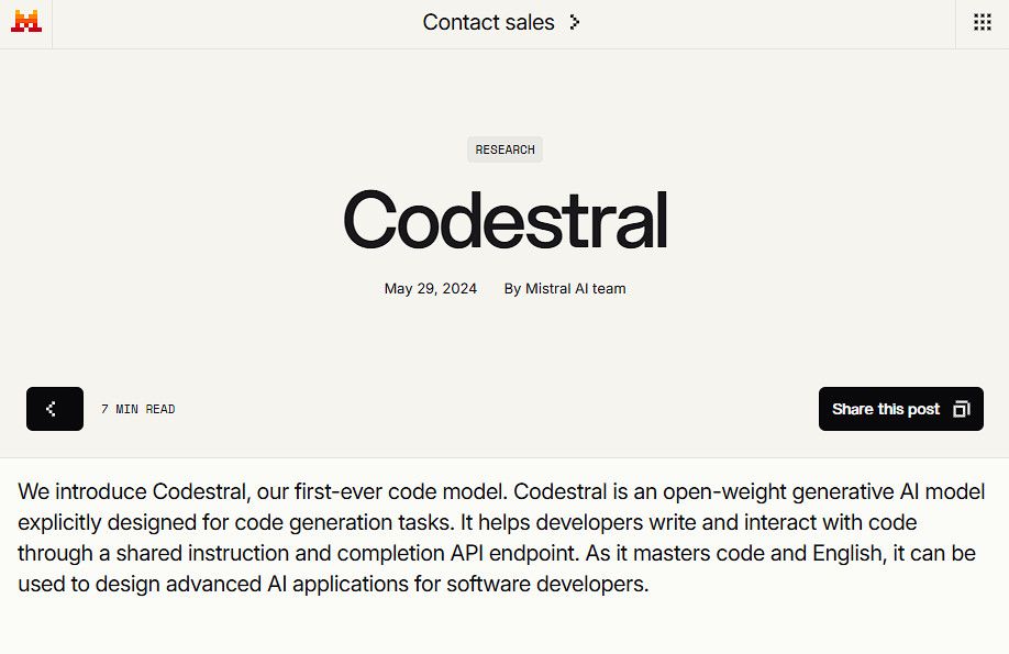 Codestral — локальная нейросеть Mistral AI для программирования